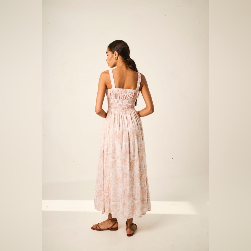 Smocked Strap Maxi Dress in Blush Floral